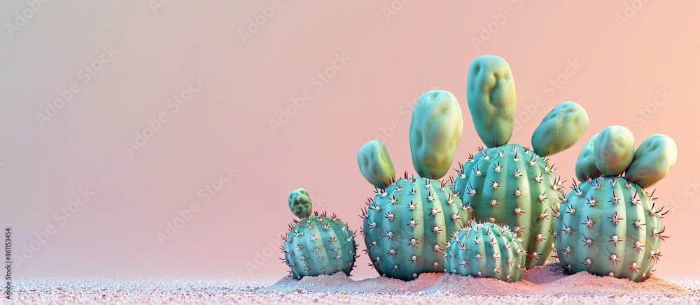 Poster small decorative cactus,beautiful cactus,multi-colored cactus shot near. copy space image. place for