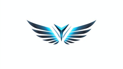 Obraz premium Abstract Blue Wings Logo Design with a Futuristic and Modern Emblem