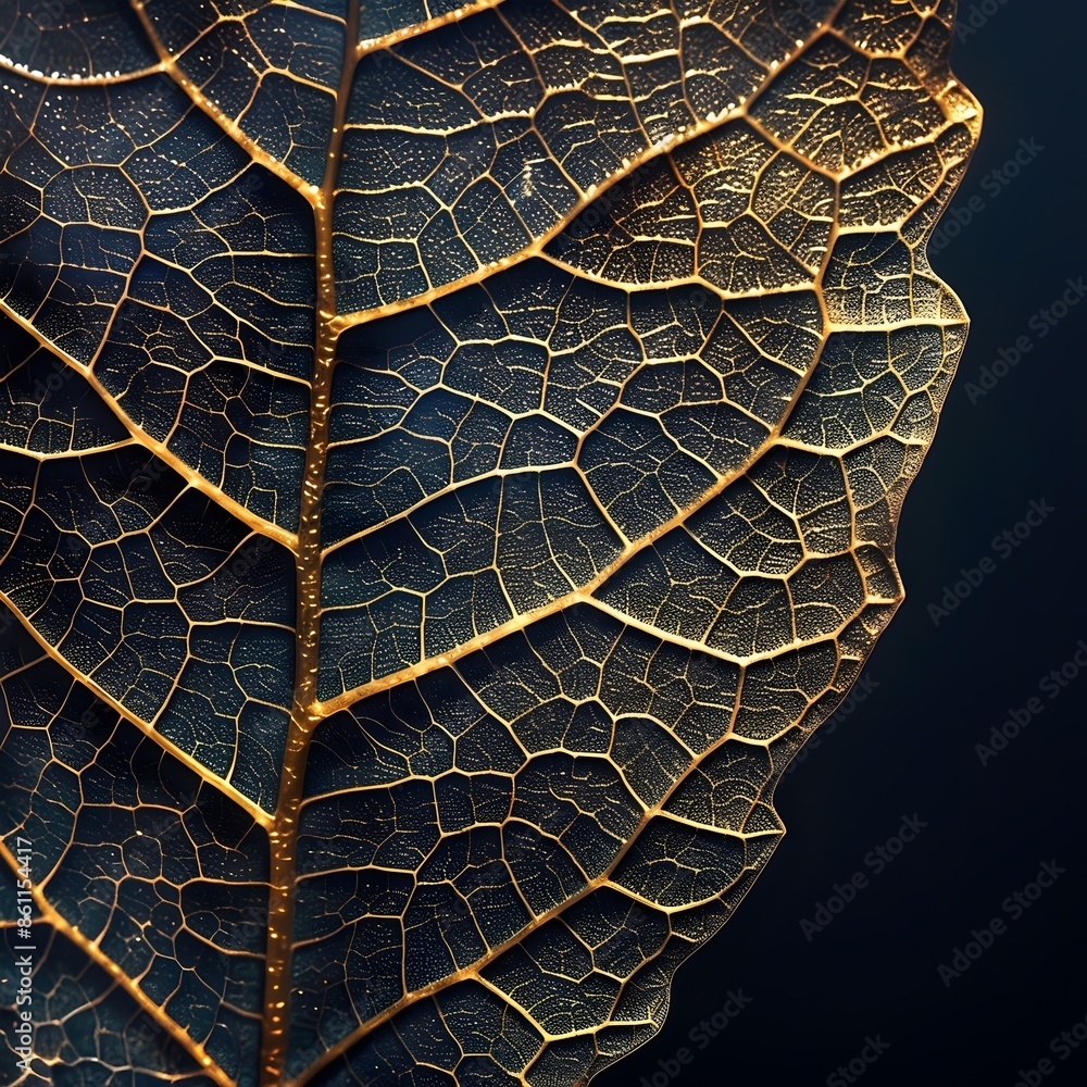 Poster intricate leaf skeleton macro photograph capturing delicate vein patterns and ethereal textures