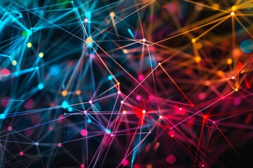 image of multi coloured linear connections on black background.