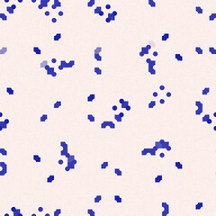 Faded electric blue glitch geo washed effect seamless pattern. Indigo dye grungy blotched distress abstract background texture repeat. 