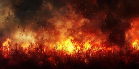 Fiery Abstract. A dynamic and captivating fire-themed digital illustration