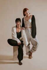 Diverse women in monotone sleepwear