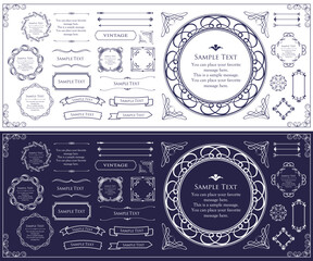 ビンテージフレーム。デザインテンプレート。ゴージャスな額のセット。
