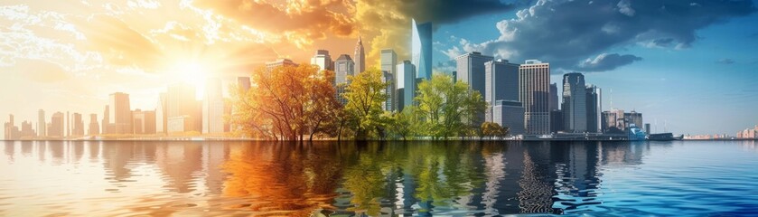 Obraz premium Building Sustainable Cities: Urban Planning for Climate Resilience in the Future Environment