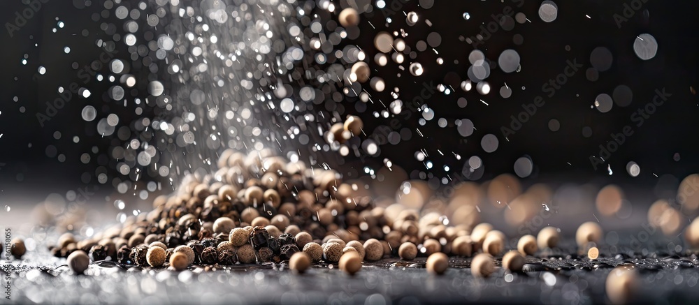 Poster white pepper washing with water. copy space image. place for adding text and design