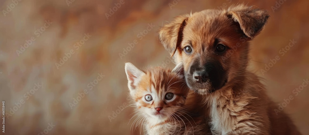 Aufkleber vet puppy and kitten. copy space image. place for adding text or design