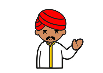 インド人男性案内ポーズ