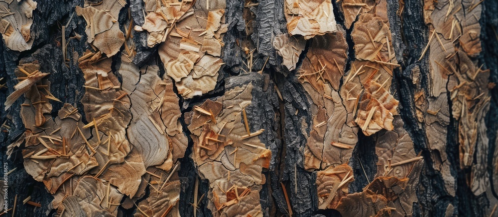 Poster texture of laminated wood chipboard under a tree. copy space image. place for adding text and design