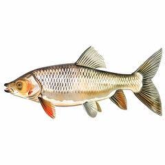 Fototapeta premium clipart drawing of a fish on an isolated white background