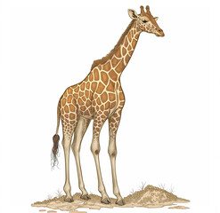 Fototapeta premium clipart drawing of a giraffe on an isolated white background
