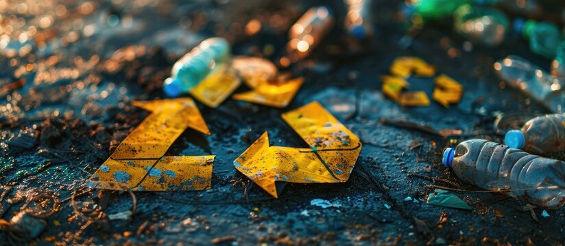 Plastics recycling symbol, recycle triangle with number and resin identification code sign. Copy space image. Place for adding text and design