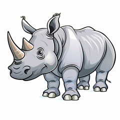 Naklejka premium cartoon clipart drawing of a rhino on an isolated white background