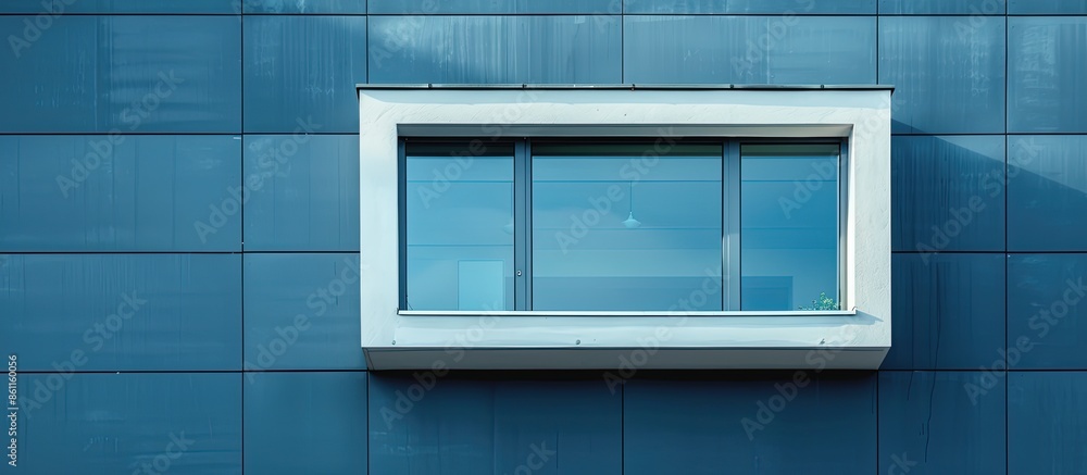 Poster modern house window installation close up shot. copy space image. place for adding text and design