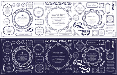 ビンテージフレーム。デザインテンプレート。ゴージャスな額のセット。
