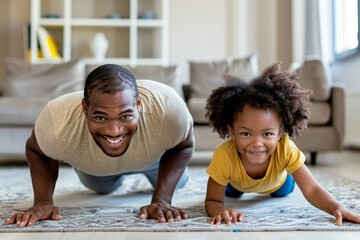 Father and Daughter Exercising Together