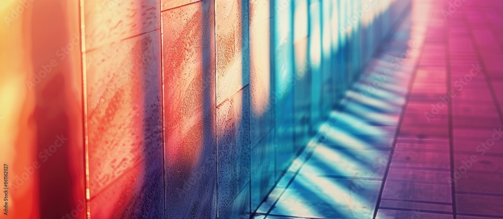 Poster blurred bending wall with lines background gradient. copy space image. place for adding text and des
