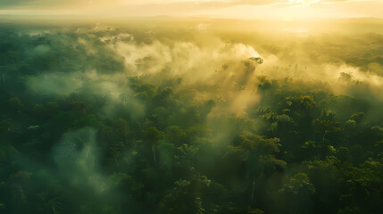 Naklejka premium Aerial view of dense tropical forest