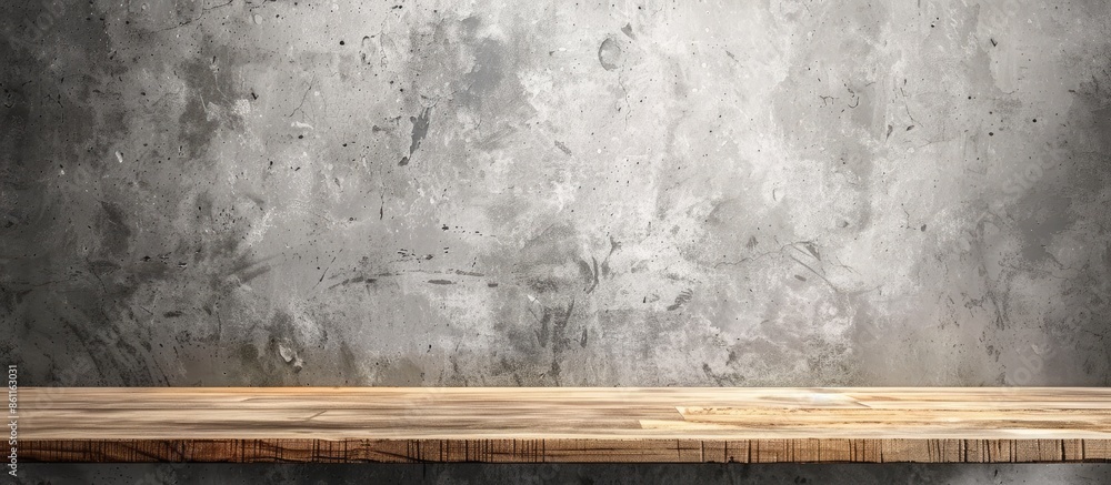 Poster empty top shelves or table wood on concrete wall background.for put product and some thing. copy spa