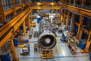 Jet Engine Maintenance in an Industrial Workshop