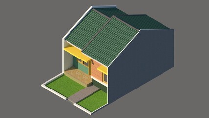 3D Illustration of A Small House-House Exterior