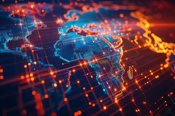 Obraz premium Futuristic LED World Map