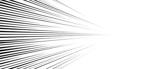 Fast speed lines on white background. Anime comic speed lines movement effect. PNG.
