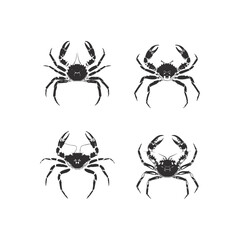 Weaver Crustacean silhouette black and white (Crab)