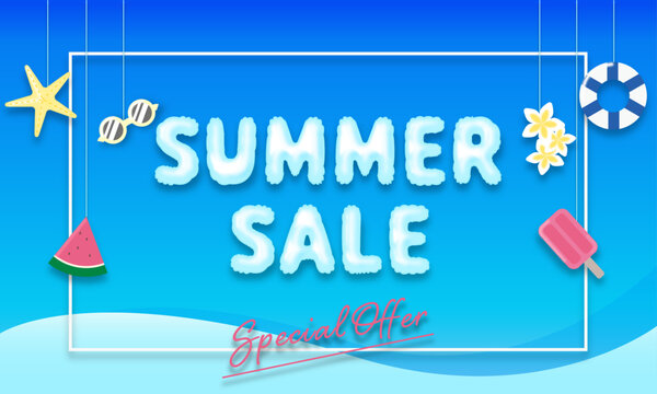Simple Summer Sale Banner Vector Illustration