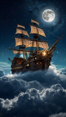 Fototapeta premium ship in the night, ai generated