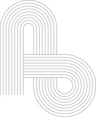 Abstract linear geometric shape. Contemporary mid century line art design series.