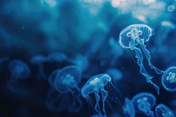 Beautiful jellyfish swimming in the ocean. Jellyfish background