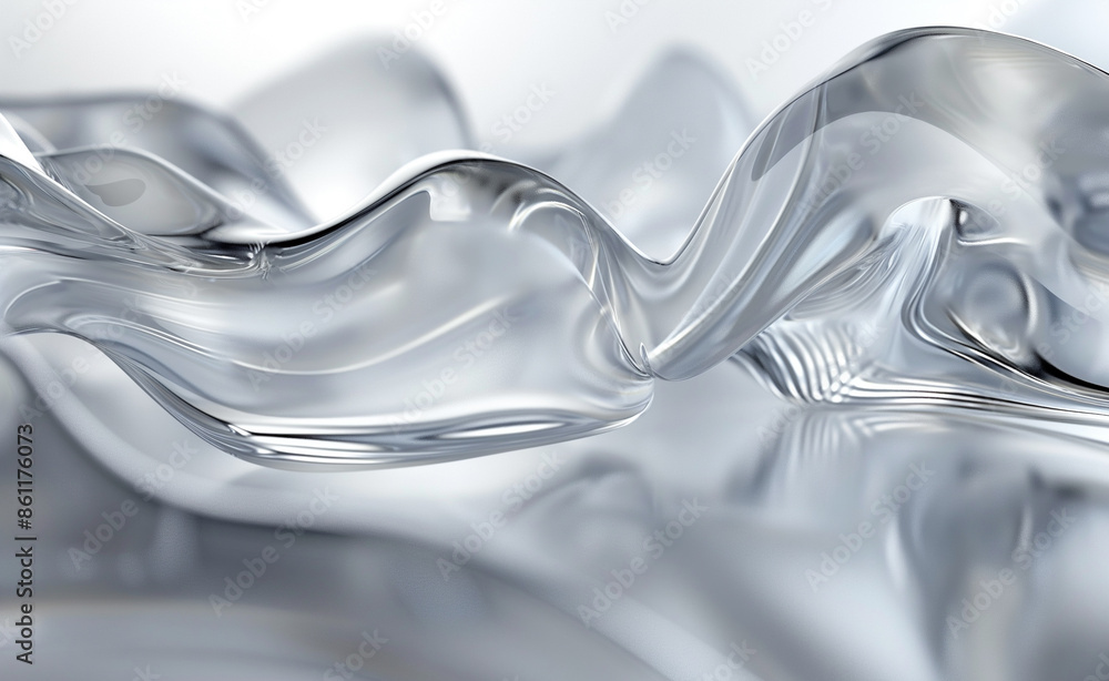 Poster abstract flowing glass shapes with a translucent appearance.