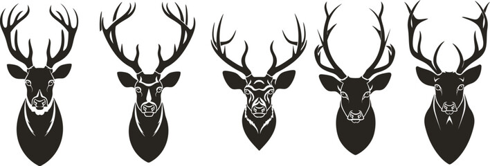 Silhouette flat vector of Deer head EPS Ai 