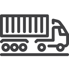 Trailer truck outline icon on transparency background