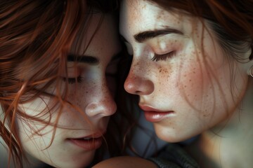 two girl love each other in realistic style by generative ai