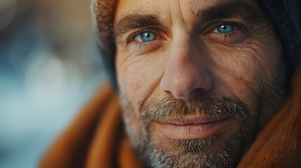 Obraz premium Close up Portrait of a Man Exuding Empathy and Serenity