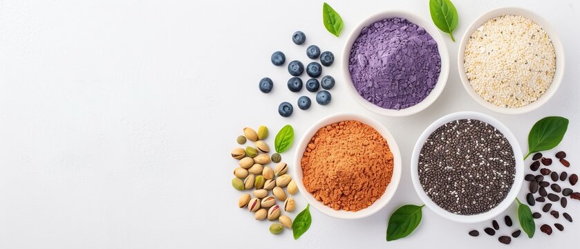 Gorgeous organic baby food frame showcasing premium baby food with avocado, pumpkin, and pear, ideal for a luxurious and nutritious decor on a white background