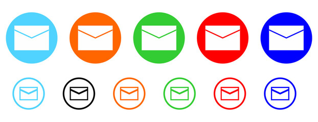 mail envelope icon, message icon, email symbol in filled, thin line, outline and stroke style for apps and website