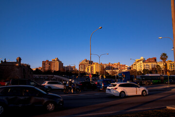 traffic in the city at night