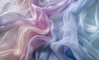 Obraz premium Soft pastel-colored fabrics in shades of blue, pink, and lavender.