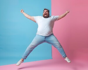 Overweight Individual Joyfully Participating in Lively Dance Class Showcasing Movement and Wellness