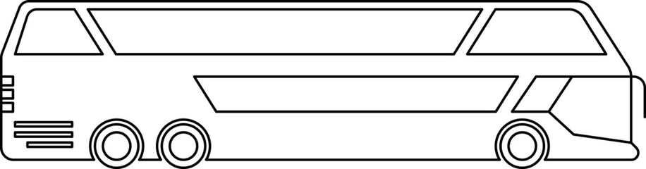 Bus Line Icon. Transportation symbol. Bus side view. School Bus, City transport. Double decker, intercity, Bus tour transport line icon. Transportation vehicle sign. Vector illustration.