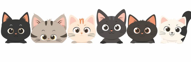 Fototapeta premium Kawaii animal. Different emotion. Sad happy angry. Love card banner. Flat design isolated on white background.