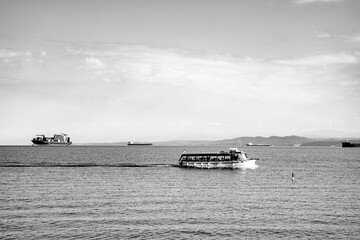Group of people traveling by boat at adriatic sea