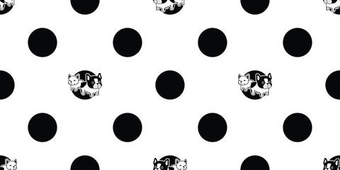 dog seamless pattern french bulldog polka dot cartoon vector doodle puppy pet tile background gift wrapping paper repeat wallpaper illustration scarf isolated design
