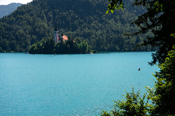 Small island on lake Bled with church