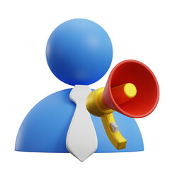 3d rendered icon of a salesman with megaphone