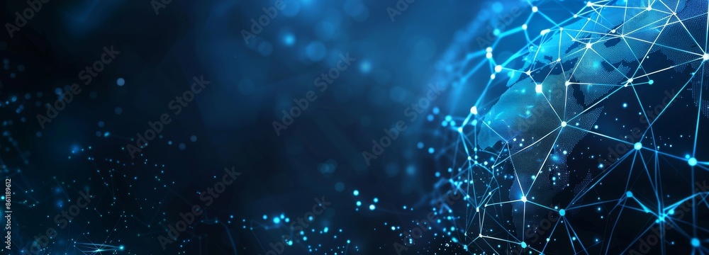 Poster an abstract digital background made up of hexagon points and lines. glowing plexus. big data. abstra