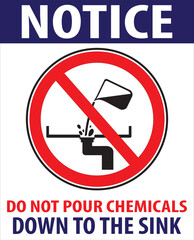 Do not pour chemicals in to the sink notice vector.eps